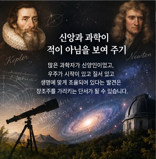 신앙과 과학이 적이 아님을 보여 주기 — 케플러와 뉴턴, 망원경과 천문대